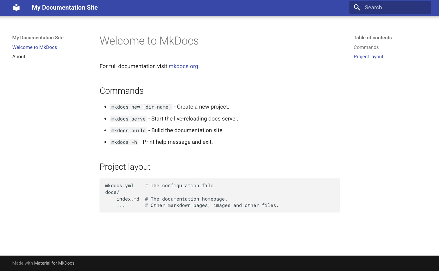 Mkdocs Basic Site