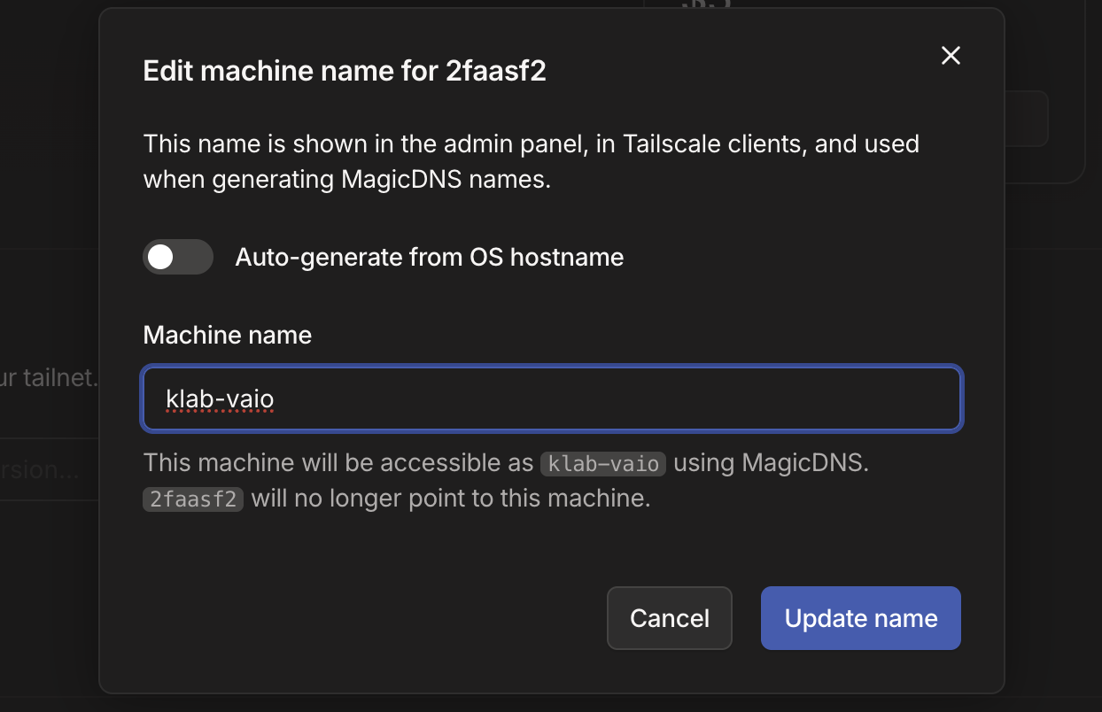 Tailscale MagicDNS Update